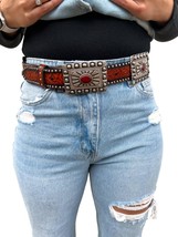 L&amp;b Creations Handmade Leaf Design Genuine Leather Belts Size L - $43.56