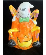 Vintage Silly Ghost Jumping Out of Halloween Pumpkin 6&quot; Tall Unmarked - $10.86 CAD