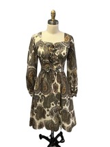 VTG Samara Paisley Day Dress S 1970s Laced Belt Corset Style Front NWOT Earthy - $127.96