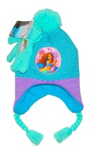 Little Mermaid Disney Knit Peruvian Winter Pom Hat &amp; Gloves Set w/Braids Nwt - £14.42 GBP