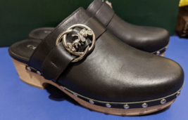 Women&#39;s Coach Shoes Studded Black Leather Slides Mules Clogs - 35.5 Eur 5.5 U.S. - £110.94 GBP