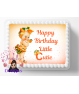 Little Cutie Oranges Edible Image Baby Girl DIY Birthday Cake Edible Top... - $16.14+
