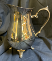 Vintage 9&quot; INTERNATIONAL SILVER CO. Silverplate Water Pitcher Footed  - $19.15