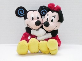 Disney Store Plush Valentine’s Day Mickey Minnie Hugging Hearts Bean Bag 8” - £7.97 GBP