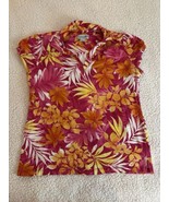 Caribbean Joe Shirt Women Size M Pink Tropical Floral Short Sleeve Pullo... - €9,81 EUR