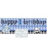 First Rebel Blue Boy Argyle Skull 1st Birthday Decoration 60” Giant Part... - $10.26 CAD