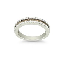 Sterling Silver Thin Champagne CZ Micro Pave Ring - £65.70 GBP