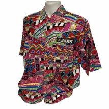 Vintage 80s Surf Line Original Jams Hawaiian Shirt Large Triangles Geometric  - £63.03 GBP