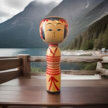 Vtg Japanese Kokeshi Doll  7” Wooden Traditional Hand Painted Signed - $33.66