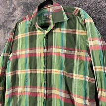 Hickey Freeman Shirt Mens Large Green Plaid Button Up Italy Pastel Casual Work - £10.86 GBP