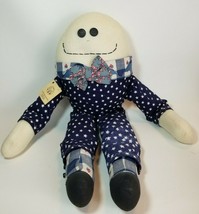 Humpty Dumpty Folk Fabric Rag Doll Americana Flag 22&quot; Stars Handmade w/Tag Vtg - £23.62 GBP