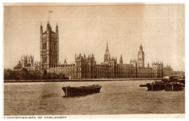 Houses Of Parliament London England Black And White Postcard Posted 1944 - £6.92 GBP