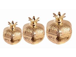 LaModaHome Gold Pomegranate Sugar Bowl Set of 3 for Home, Kitchen and Wedding Pa - £34.77 GBP