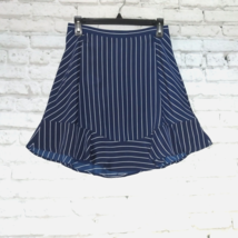 J Crew Women&#39;s Skirt 0 Blue White Pinstripe Swing Flounce Style Lined Ruffle Hem - £17.29 GBP