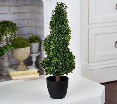 Garden Reflections 24&quot; Tall Faux Boxwood Spiral Topiary in - £155.06 GBP