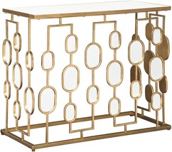 Majaci Retro Mirrored Glass Top Console Table By Signature Design, Gold Finish. - £270.17 GBP