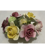Vintage Porcelain Adderley Roses Floral in Green Basket  Bone China England - $18.66 CAD