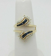 1.5CT Sapphire &amp; Diamond 14K Yellow Gold Over Wedding Enhancer Wrap Ring Guard - £67.75 GBP