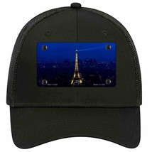 Eiffel Tower Night With City Skyline Novelty Black Mesh License Plate Hat - £23.16 GBP