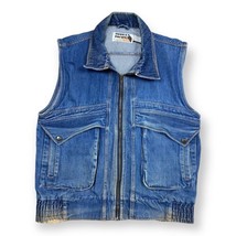 Vtg 80s Denim Vest Jacket Jean Sierra Pacific Men’s M Biker Grunge Faded Pockets - £16.61 GBP