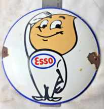 Vintage Esso Porcelain Sign Pump Plate Gas Station Oil - £46.58 GBP
