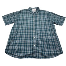 Carhartt Shirt Mens XL Teal Green Short Sleeve Button Up Casual Plaid Cotton - $19.68