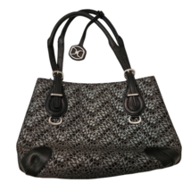 DKNY Genuine Black Stitch Leather Strap Magnetic Shoulder Tote Bag Purse 7&quot;x10&quot; - £16.23 GBP