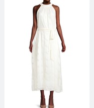 Adrianna Papell Womens Halter Gown White Textured Maxi Sleeveless Tie 10 New - £29.16 GBP