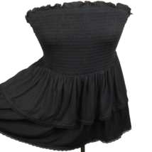 Torrid Black Smocked Ruffled Tiered Lace Trimmed Strapless Top Plus Size 1X - £22.42 GBP