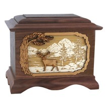 Walnut Whitetail Deer Ambassador Wood Cremation Urn - £313.85 GBP