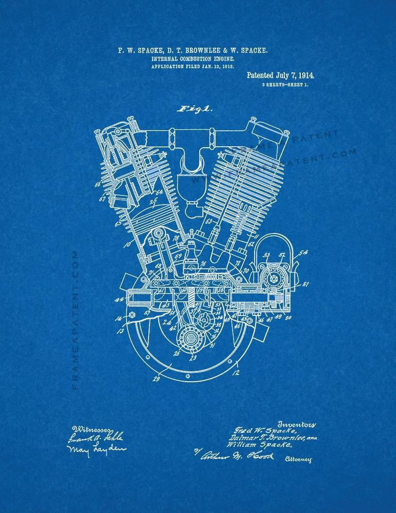 Internal-combustion Engine Patent Print - Blueprint