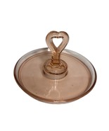Vintage Pink Depression Glass Center Heart Handle Candy Dish Jewelry Tri... - $28.70