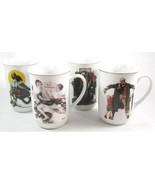 NOS Saturday Evening Post Norman Rockwell Mugs with Gold Trim, Set of 4 - $20.00