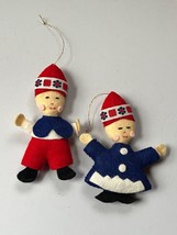 Lot of Red White &amp; Blue Felt Man &amp; Woman Eastern European Stuffed Christmas Tree - $11.29