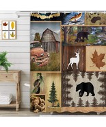 Cabin Bear Wildlife Creek Lodge Fabric Shower Curtain, Modern Rustic, 72... - £23.11 GBP