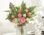 Mothers Day Gifts for Mom Wife, Fake Flowers with Vase, Silk Roses Artif... - £29.68 GBP