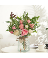 Mothers Day Gifts for Mom Wife, Fake Flowers with Vase, Silk Roses Artif... - £29.20 GBP