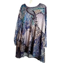 Chico&#39;s Knit Tunic Top size XXL Pullover Paisley Polyester Spandex Long ... - £17.38 GBP