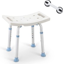 OasisSpace Shower Chair, Adjustable Bath Stool with Free Assist Grab Bar - - £32.94 GBP