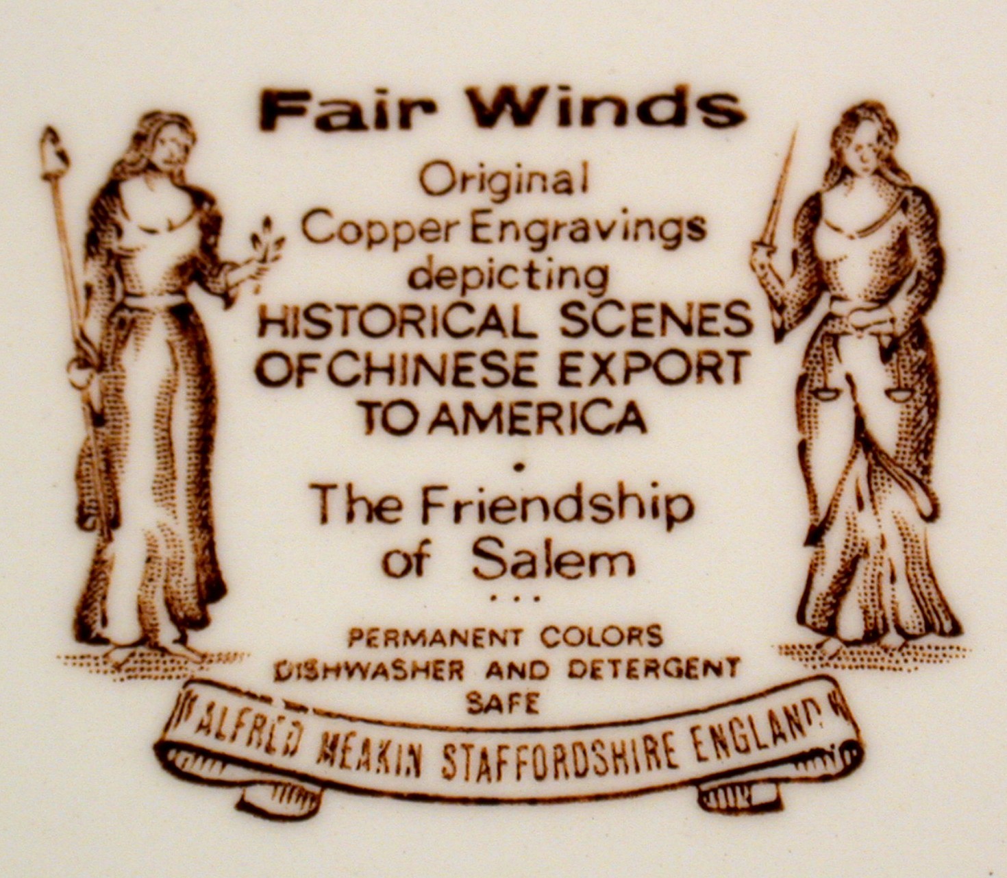 Meakin Fair Winds Brown Dinner Plates Friendship of Salem Brown China Trade Ship Item image 5
