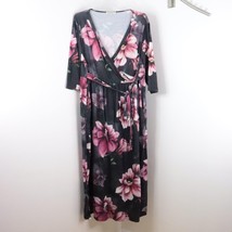 Nemidor Women&#39;s Plus 26 Floral Faux Wrap Maxi Long Sleeve Polyester V-Ne... - £13.58 GBP