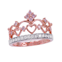 Real 049ct Natural Fancy Pink Diamonds Engagement Ring 18K Solid Gold 4G Crown - £1,297.05 GBP