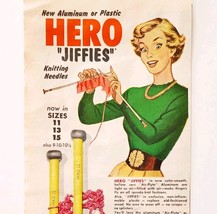 1957 Hero Jiffies Knitting Needles Advertisement Crafts Sewing Supply 2 ... - $28.00 CAD
