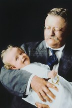 President Theodore Roosevelt Holding Grandson Colorized 4X6 Photo Postcard - £5.09 GBP