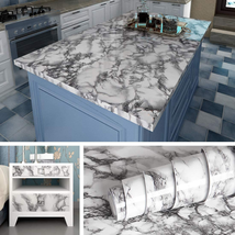 Livelynine Marble Wallpaper Peel and Stick 15.8X394 Gray Marble Contact Paper fo - £36.28 GBP