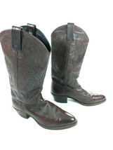 Dan Post Burgundy Leather Pull On Western Cowboy Boots Men&#39;s 8 M Made in... - $52.42