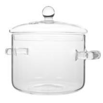 Glass Saucepan Heat Resistant: 1900Ml Glass Cooking Pot With Cover Nonst... - $38.99