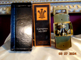 Caernarvon July 1969 Prince of Wales Feathers Brass Commemorative Bottle... - $14.84