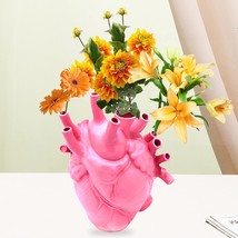 Heart Vase Resin Sculpture, Creative Heart Art Resin Vase Flower Pot Desktop H - £28.46 GBP