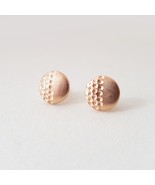 Satin rose gold 14K gold stud earrings  for everyday, Solid gold button ... - £319.34 GBP
